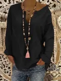 Paneled Polyester Casual V-Neck Blouse