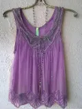 Wide Round Neck Sleeveless Mesh Casual Top