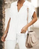 Striped Relaxed Fit Button Down Top
