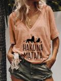 Geometric V Neck Casual Shirts & Tops