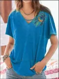 V Neck Vintage Cotton-Blend Shirts & Tops