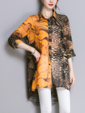 Leopard 3/4 Sleeve Abstract Causal Dresses