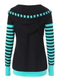 Stripes Appliqued Hoodie Basic Long Sleeve T-Shirts