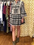 V neck Women Summer Dress Swing Bell Sleeve Tribal Mini Dress