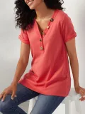 Short Sleeve Cotton V Neck Shirts & Tops