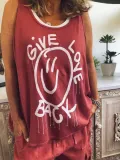 Letter Sleeveless Printed Shirts & Tops