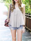 Casual V-Neck Chiffon Guipure lace Plus Size Blouse