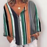Stripes-Printed Casual Shirts & Tops Plus Size