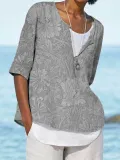 Floral Cotton-Blend Casual Shirts & Tops