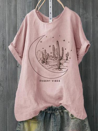 Plus Size Women Short Sleeves Round Neck Graphic Loose Casual Tops