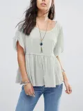 Gray Short Sleeve Crew Neck Shirts & Tops