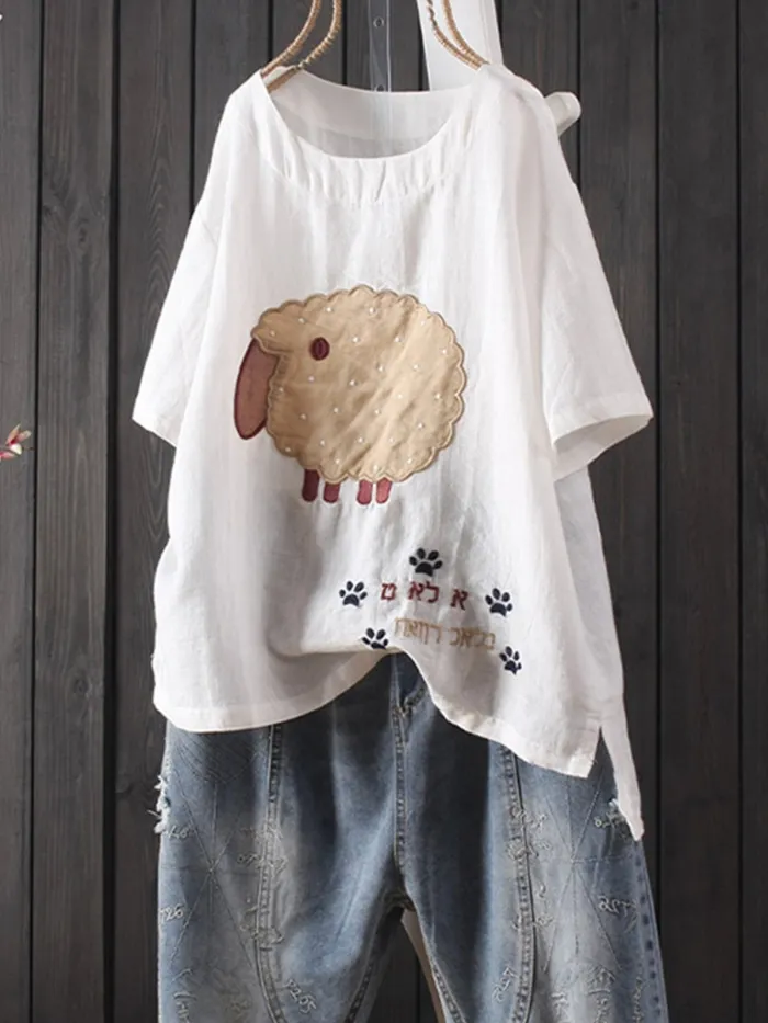 Casual Short Sleeve Round Neck Plus Size Tops