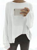Long Sleeve Solid Elegant Paneled Round Neck Cotton Plus Size Chic Shirts