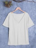 Casual Solid V Neck Shirts & Tops