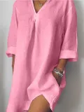 Long Sleeve Linen Casual Tops