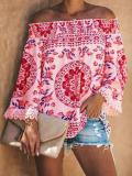 Printed Casual Off Shoulder Shirts & Tops