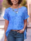 Solid Short Sleeve Casual Crew Neck Shirts & Tops