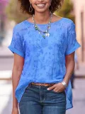 Solid Short Sleeve Casual Crew Neck Shirts & Tops