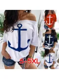 Off Shoulder Printed Casual T-Shirts