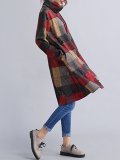Multicolor Turtleneck Asymmetric Color-block Casual Dress