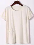 Casual Cotton-Blend Pockets Short Sleeve Shirts & Tops
