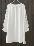 Cotton-Blend 3/4 Sleeve V Neck Solid Shirts & Tops