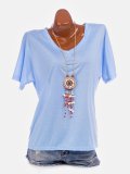 Casual Summer Multicolor V Neck Short Sleeve T-Shirts Tops