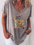 V Neck Casual Short Sleeve Shirts & Tops