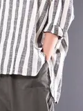 V neck Stripe Striped Casual Linen Blouse
