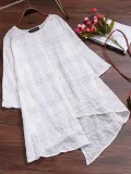 Casual Solid Half Sleeve Crew Neck Blouse