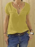 Plus Size Casual Solid Short Sleeve Tops
