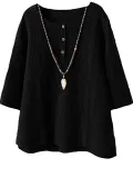 Half Sleeve Cotton-Blend Asymmetrical Casual Shirts & Tops