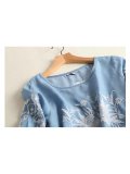 Women Casual Embroidered Tops Tunic Blouse Shirt