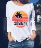 Basic Crew Neck  Letter Shirts & Tops