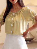 Plus Size Women Short  Sleeve  Off Shoulder  Solid   Casual  Tops