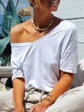 Casual Solid V Neck Shirts & Tops