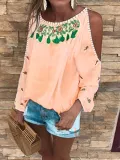 Sweet Long Sleeve Off Shoulder Casual Tops