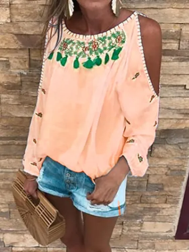 Sweet Long Sleeve Off Shoulder Casual Tops