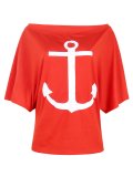 Off Shoulder Printed Casual T-Shirts