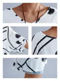 Plus Size Women Irregular Elegant Short Sleeve Round Neck  Floral Casual Tops
