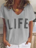 Casual V Neck Short Sleeve Shirts