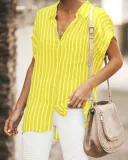 Striped Relaxed Fit Button Down Top