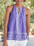 Sleeveless Casual Floral Shirts & Tops