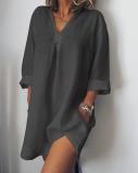 Long Sleeve Linen Casual Tops