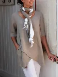 Half Sleeve Plus Size Asymmetrical Simple Blouse