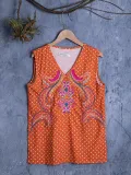 Vintage Sleeveless V Neck Shirts & Tops