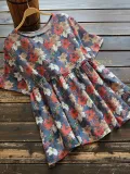 Casual Crew Neck Floral Shirts & Tops