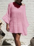 Casual Solid 3/4 Sleeve Plus Size Shirts