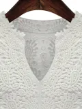 Casual V-Neck Chiffon Guipure lace Plus Size Blouse