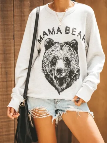 White Cotton-Blend Printed Animal Long Sleeve Shirts & Tops